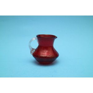 Pilgrim Glass Crackle Glass Ruby Red Pitcher